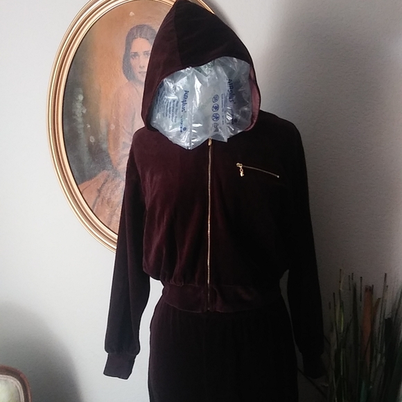 St John Sport - Brown Velour Hooded Jogging Track Suit. Small - Picture 2 of 7
